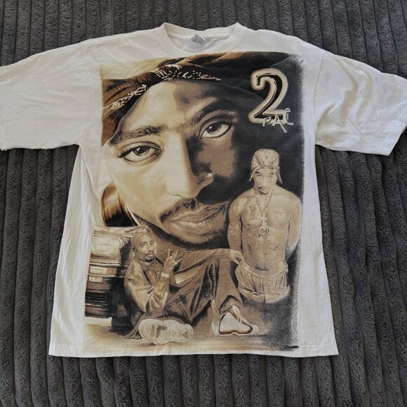 Tupac Graphic Tee L 100% Cotton Vintage Style Hip Hop Rap Shirt Size L RARE